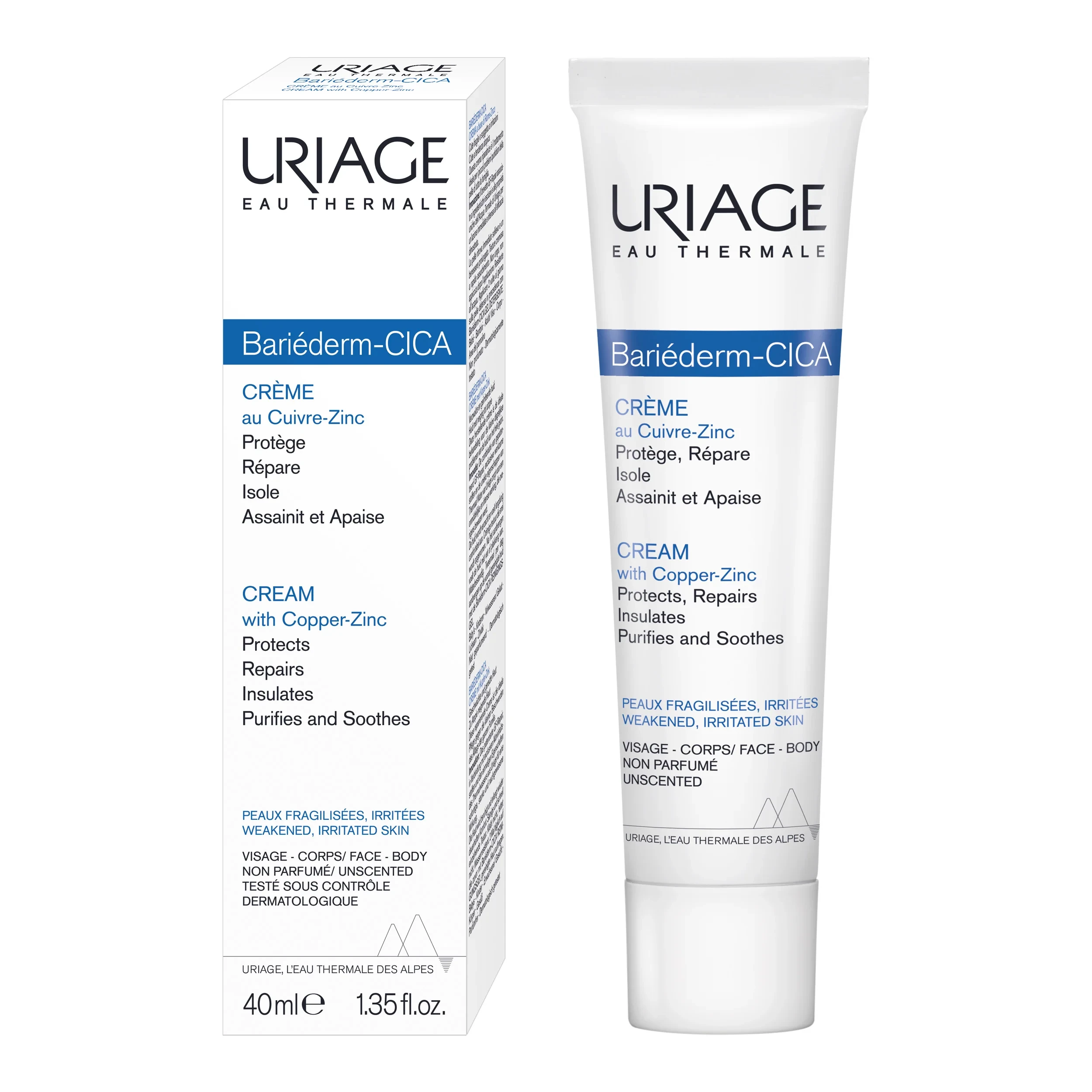 Uriage Bariéderm‑CICA Repairing Cream with Cu‑Zn - 40ml