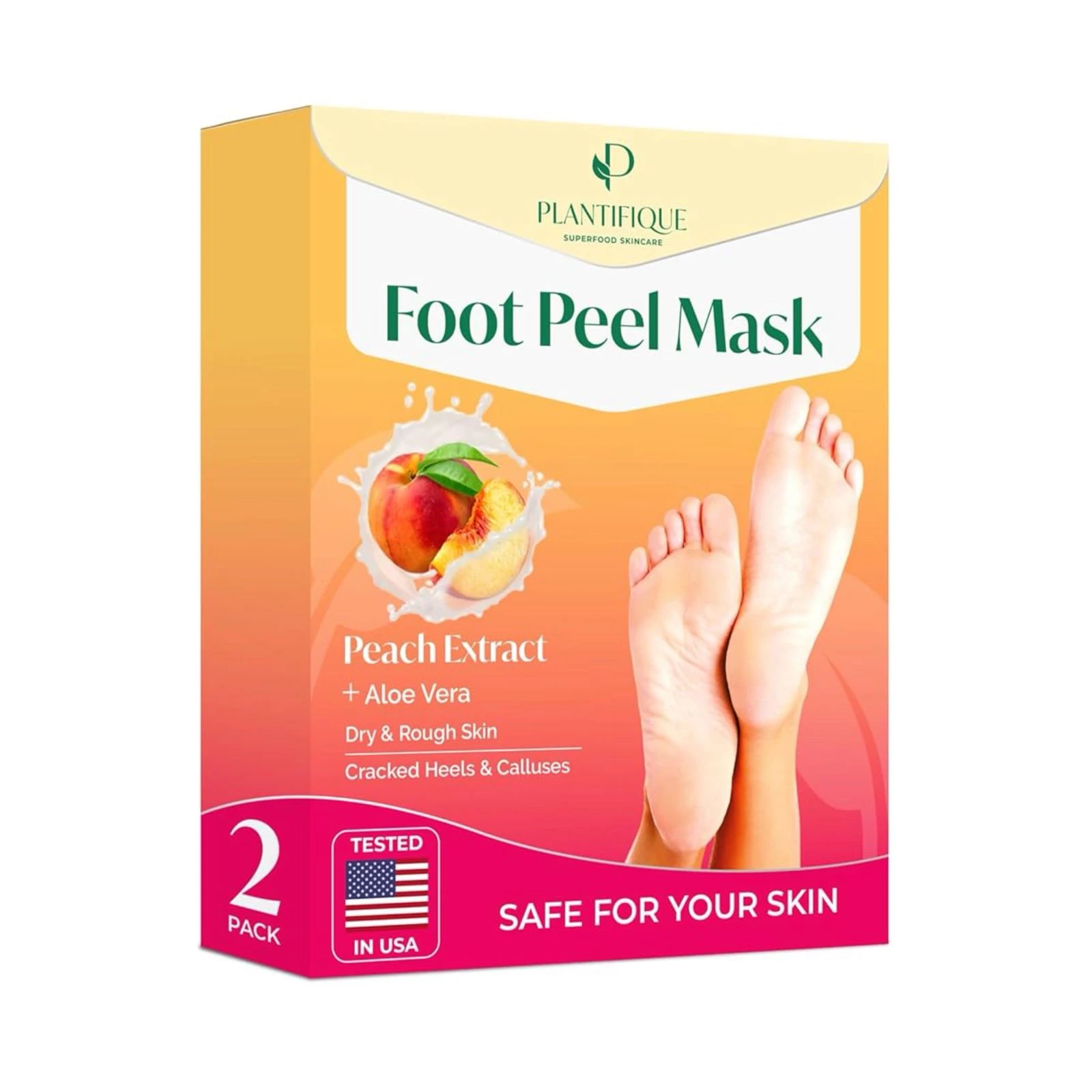 Plantifique Foot Peel Mask – Peach Extract + Aloe Vera
