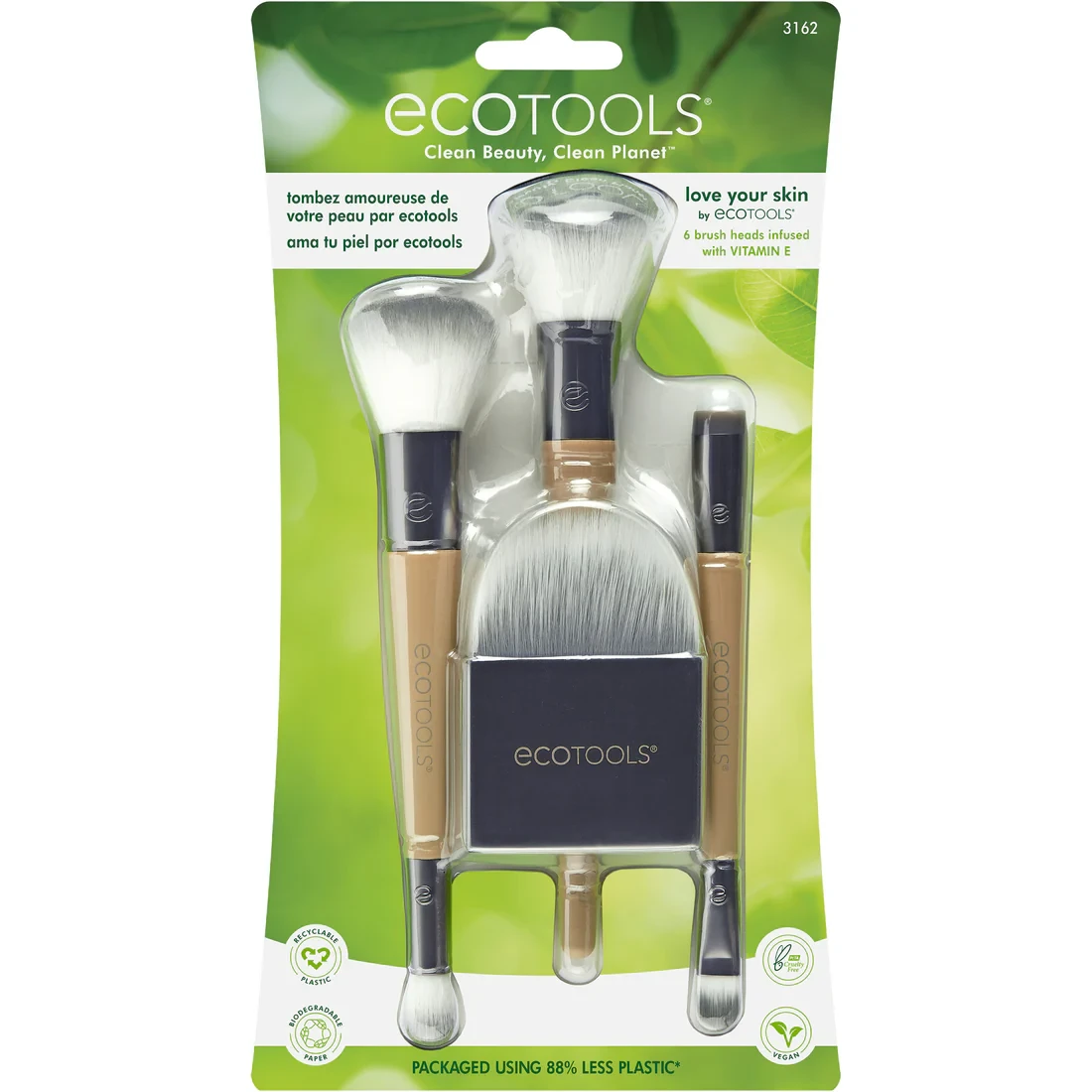EcoTools Love Your Skin Brush Set – 6 Brush Heads Infused with Vitamin E