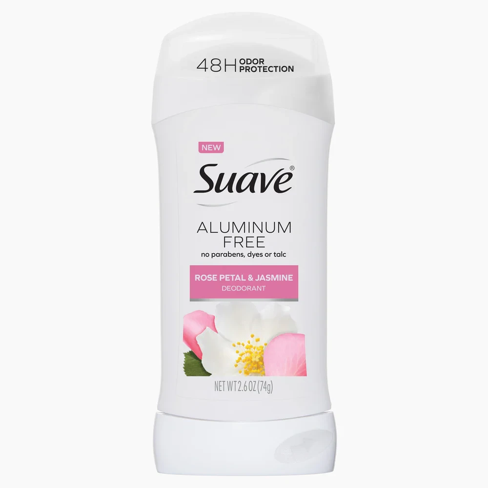 Suave Aluminum Free Deodorant – Rose Petal & Jasmine, 48H Odor Protection