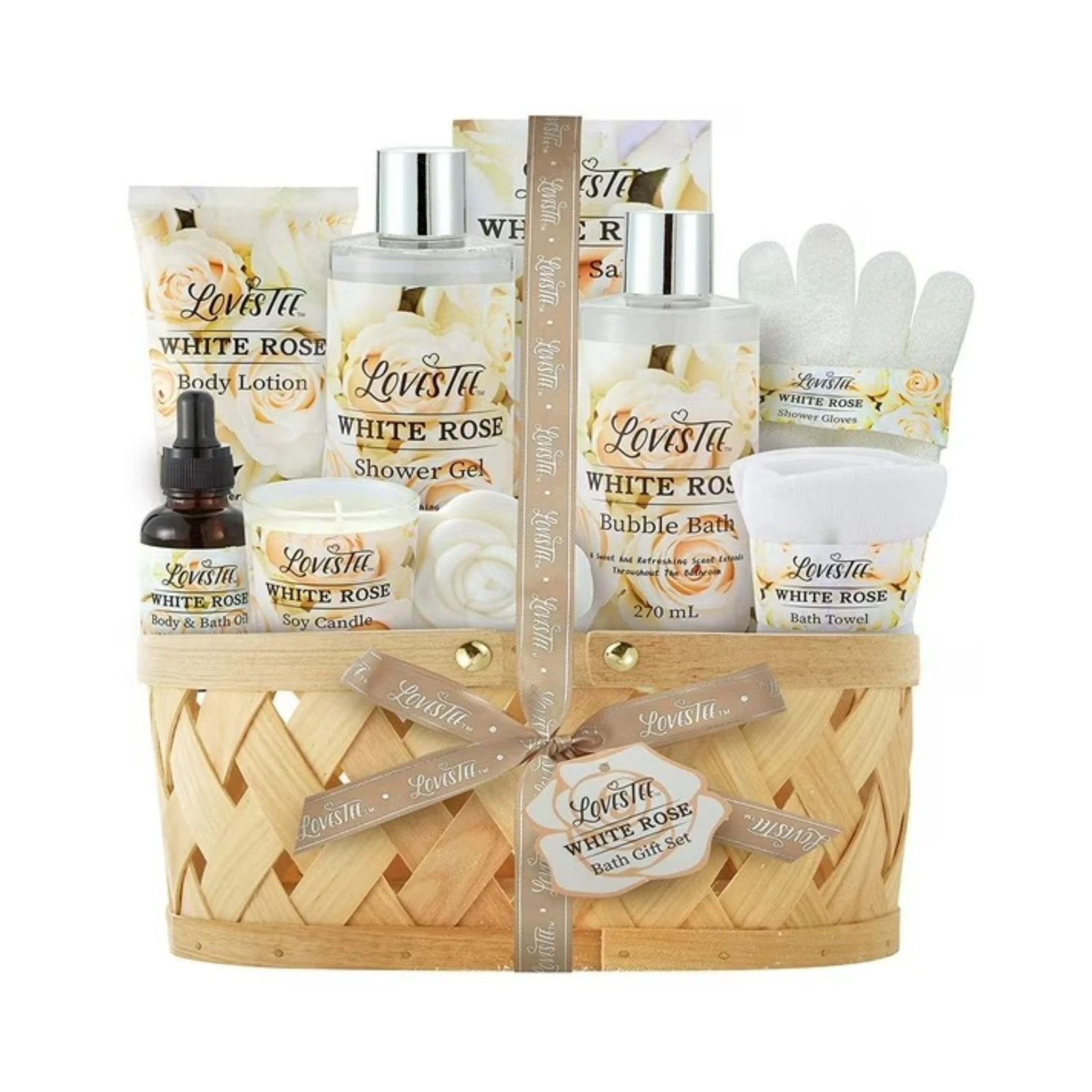Lovestee White Rose Bath & Body Spa Gift Basket for Women